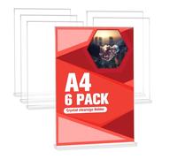 Acrrynii 6 Pezzi Espositore Plexiglass A4, Espositori da Tavolo A4 Forma di T, Porta Menu da Tavolo A4 in Acrilico Trasparente, Supporto A4 per Menu, Cartelli, Ristoranti, Hotel, Negozio, Ufficio