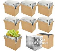 Acrux7 10 scatole di spedizione isolate con 10 fogli di alluminio, 25,4 x 14 x 20,3 cm, scatola termica riutilizzabile per la spedizione di alimenti surgelati