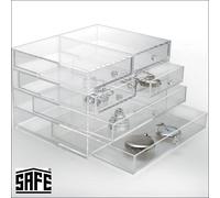 Acryl-Schmuckkasten-4-Ebenen 6-Fächer-Mix-SAFE-5262-Maße-165x215x140mm