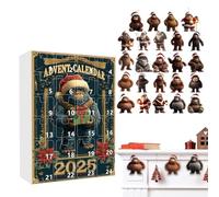 Acrylic Ape advnt calendar 2025-24 Days Countdown Ornament Set, Cute 2D Animal Pendant | Playful Christmas With Style For Tree Car Mirror Wall Door Home Kids Adults Holiday Trip