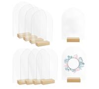 Acrylic Arch Sign Blank, Round Top Clear Decoration, Ten Piece Arched Round Top Acrylic Sheet, Modern Display Board with Wooden Base, Home Living Room Workplace, and Cafe Retail