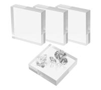 Acrylic Blocks - 4 X 4 X 1 Inches Clear Risers, Cleear Riserrs Displlay | Pieces Cllear Holder, Collectibles Display Cube, For Craft Jewelry Perfume Collection Props Food Party Cake Trophy