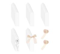 Acrylic Bookmark Blanks, Clear Acrylic Bookmark Tags, Clear Tags with 2 Rolls Ribbon, Decorative DIY Book Mark Set, Reading Markers for Studio School Office Desk File Organization Craft Projects