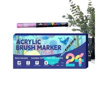 Acrylic Brush Marker - Kids Paint Markers Set | Multi-Color Soft Layerable Art Supplies | Tip Writing Pens For Party Thanksgiving School Uffiices Crafting Birthday Christmas Weekday Prizes Rewards