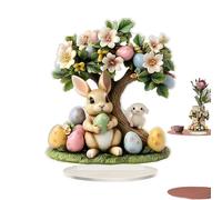 Acrylic Bunny Desktop Ornament - 2D Easter Bunny Decor Bunnys Decorations | Decorative Holiday Animal Centerpiece | Flat Acrylic Easter Egg Tree Table Decoration | Cute Easters Rabbit Decoration