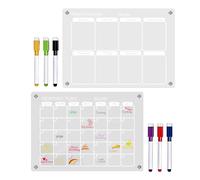 Acrylic Calendar for Wall - 29.7x21cm 2 Pieces Dry Erase Magnetic Clear Fridge Schedule Board | Monthly Weekly Planner Home Office School Classroom Apartment Family Meal To Do Shopping List Organizer