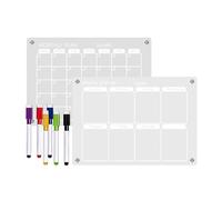 Acrylic Calendar For Wall, Wall Calendar Dry Erase, Reusable Planner For Refrigerator, 2 Pieces Dry Erase Magnetic, Clear Fridge Calendars Schedule Board Home Office School Classroom Apartment