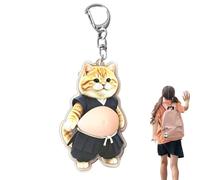 Acrylic Cat Ornaments - Squeeze Belly Figurine, Charming Bag Charms, Durable Pattern Decorations, Unique Student Accessory | Delightful Playful Gift, Trinkets For Women Girls Teacher Birthday