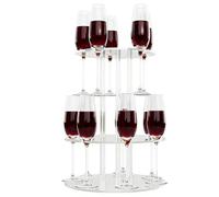 Acrylic Champagne Tower Stand - 2-Tier Round Drink Rack with 12 Slots, Beverage Display Holder, Elegant Serving Organizer | Party Application, Wedding Celebration Usage, Holiday Hosting Setup, Home