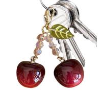 Acrylic Cherry Keychain Pendant - Adds Charm & Style | Multi-Functional Realistic Keepsake Decor 5x5cm | For Commuting School Travel Phone Case Shoulder Bag Backpack Tote, Perfect For Adults Girls Stu