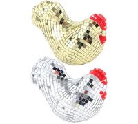 Acrylic Chicken Figurine - Chick Statue Ornament | 16 x 9 x 11 cm Cool Reflective Chick-Shaped | Chicken Sculptures&Statues With Modern Aesthetic,Disco Ball Decoration For Office Gift,Living Room