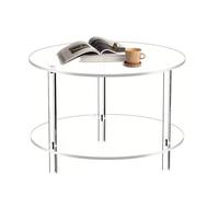 Acrylic Coffee Table, Round Center Tables with Double Layers, Modern Aesthetic Home Decor, Stylish Acrylics Furnitureliving Room, Studio, for Contemporary Interiors, Transparent
