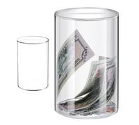 Acrylic Coin Bank - Reusable Coin Jar Large Unopenable Money Box Round, Tra