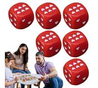 Acrylic Dice Set, Heart-Shaped Dots, 6-piece Rounded Corner, Portable Game Accessories for Travel, Classroom, Holiday Events and Games Night, 0,98 pollici, White, Red
