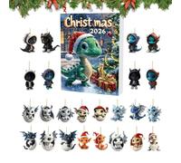Acrylic Dragon Countdown Ornament 24 Day Calendar For Tree And Bag