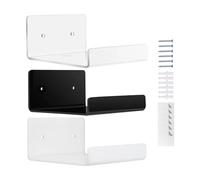 Acrylic Floating Shelves - 3 Piece Wall Organizer Rack, Modern Photo Frame Display Shelf, Clear Decorative Storage Renters | Ideal For Office Bathroom Kitchen Living Room Bedroom Books Plants