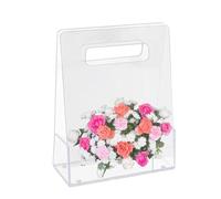 Acrylic Flower Bag, Transparent Floral Display Box, Reusable Gift Shopping Bag, Elegant Florist Packaging, (Clear/medium), Weddings, Valentine’s & Special Occasions 9.84x7.87x4.72 Inches