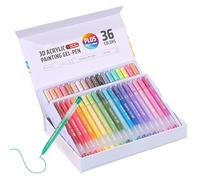Acrylic Gel Pens, 1mm Tip Glass Markers for 3D Glitter Coloring, Relaxation Painting Markers for Scrapbooking, School Projects, Ceramic Art, Crafts on Glass, Wood, Ideal for Kids and Adults