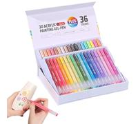 Acrylic Gel Pens, Glass Painting Markers, 3D Glitter Ink, 1mm Fine Tip, Ideal for Relaxation Coloring Fabric Wood Ceramic Art Crafts School Adults Scrapbook, 36 and 54 Colors