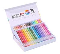 Acrylic Gel Pens Set, Glitter Marker Pens, 3d Paint Pens, Smooth Flow Ink Fine 1mm Tip for Fabric Coloring, Cards, Scrapbook, School, Art Crafts, 8.94x6.5x1.73 Inches