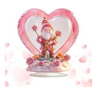 Acrylic Gnome Table Decorations, Waterproof Pink Heart Shape Sign, Gnome Ornament for Women, Flower Design Gnome Decor, 2D Acrylic Gnome Sign, Home Desk Decor, Creative Gnome Ornament for Girls