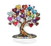 Acrylic Heart Ornament, Desk Decoration for Home, Valentine's Day Decor, Mother's Day Table Decor, Heart Tree Desktop Ornament for Valentine's Day and Mother's Day, 2D Acrylic Tree Decoration