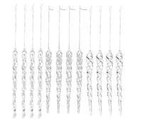 Acrylic Icicle Decorations - 12 Pack Crystal Drops, Shimmer Hanging Garland Pendant, Winter Ornament Set | Portable Easy to Use Festive Holiday Accent for Indoor Outdoor Home Cafe Wall Window