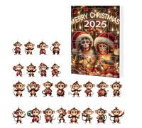 Acrylic Monkey Ornament Countdown Calendar, 24 Pieces 2D Acrylic Pendant Christmas Countdown Calendar, Car Decorations for Car