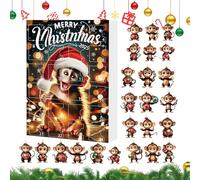 Acrylic Monkey Ornament Countdown Calendar, 24 Pieces 2D Acrylic Pendant Christmas Countdown Calendar, Car Decorations for Car