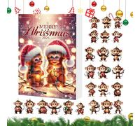 Acrylic Monkey Ornament Countdown Calendar - Monkey Pendant Christmas Advent | 24 Pieces 2d Acrylic Christmas Countdown Pendant | Holiday Party Supplies for Thanksgiving Birthday Apartment