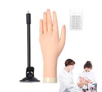 Acrylic Nail Hand, Silicone Practice Hand, 10.24x2.17in Fake Fingers Model, Authentic Flexible Soft Texture, Jelly Glue Suction Base for Student Training Salon Demo Use