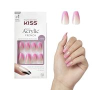 Acrylic Nude French Press-On Nails Kit - Squared Pink Unghie Finte Corte, Dual Form Gel Ricostruzione effetto Unghie, Kit Completo con Colla per Unghie Finte Adesive e Tip in Gel Manicure