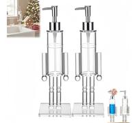 Acrylic Nutcracker Soap Dispenser Clear - Festive Christmas Decorative Lotion Pump, Refillable for Kitchen, Bathroom Countertop Accessories (2Pcs)