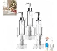 Acrylic Nutcracker Soap Dispenser Clear - Festive Christmas Decorative Lotion Pump, Refillable for Kitchen, Bathroom Countertop Accessories (3Pcs)