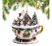 Acrylic Ornament Set - Acrylic Ornament Set, 2d Christmas Coffee Cup Snow House Decoration OrnamentS, Festive Holiday Decoration Party Accessory for Tote Backpack Bookshelf Car Fireplace
