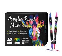 Acrylic Paint Marker - Paint Pens | Double Tip Rock Painting Pens, Fade-Resistant Permanent Marker Drawing Tools, Craft Supplies Artists Portable For Paper Glass Wood Canvas Ceramic Rock