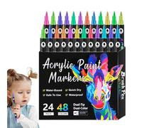 Acrylic Paint Marker - Paint Pens | Double Tip Rock Painting Pens, Fade-Resistant Permanent Marker Drawing Tools, Craft Supplies Artists Portable For Paper Glass Wood Canvas Ceramic Rock
