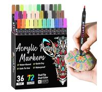 Acrylic Paint Markers, 72-Color Double-Ended Pens, Fine and Brush Tip Design, Vibrant Fade-Resistant Ink, Art Writing Supplies for Office, Home, School, Craft Projects, and Decorations, 420g