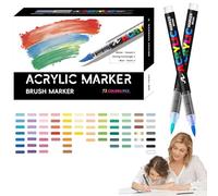 Acrylic Paint Markers Canvas Ceramica - Punta Brush tip e Fine tip | Marcatori impermeabili Rock Painting tela vetro tela pietra carta arte dettagliata fluidi inchiostri
