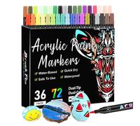 Acrylic Paint, Markers Set, 72 Color Double Ended Pens for Writing, Drawing, Home, Office, School Projects, Decorations, Prizes, Rewards, Crafting, Art Supplies, Permanent, Vibrant, Easy to Use