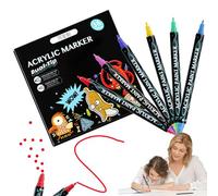 Acrylic Paint Pens, 36 Colors Acrylic Paint Pen, ABS Material, 48x Drawing Art Crafts Professional Supplies for Wood, Canvas, Stone, Glass, Ceramic, Calligraphy, Metal, Textile, Rock, Paper, 17x1x1cm