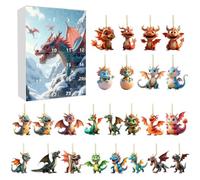 Acrylic Pendant, Advent Festive Tree Ornament, Cute Decoration | Christmas Tree 2D Flat Dinosaur Countdown Party Favors for Home Dorm Office Car Interior Backpack Fireplace, Bedroom