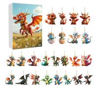 Acrylic Pendant, Advent Festive Tree Ornament, Cute Decoration | Christmas Tree 2D Flat Dinosaur Countdown Party Favors for Home Dorm Office Car Interior Backpack Fireplace, Bedroom