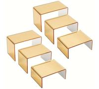 Acrylic Riser - Gold Risers, Countertop Organizer | Multi-Use for Desserts, Cupcakes, Perfumes, Decorative Figurines, Various Sizes, Home, Shop, Cafe