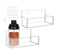 Acrylic Spices Rack - Spices Rack Wall Mount | Shelves Clear Seasoning Shelf | Condiment Station | 2 Pieces Organizer For Storage Apartment Cooking Space Cabinet Door Pantry Food Prep Area