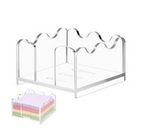 Acrylic Sticky Note Holder, Compact Clear Wave Design Desk Organizer, 110g | Elegant Wave Profile Durable Acrylic Material Stable Base Space Saving Design Holds Memo Papers For Office Desks Study Areas
