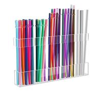 Acrylic Straw Holder, Adhesive Storage Organizer, Clear Chopsticks Rack for Kitchen Counter, Cupboard, Coffee Stirring Stick Holder, Sturdy and Space-Saving Design