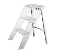 Acrylic Three-Step Ladder, Simple Home Use, Lightweight and Portable Folding Ladder, Can Be Used As A Shelf and Chair, Saving Space,Orange