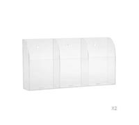 Acrylic Wall Mount TV Remote Control Holder Case - 2pcs Storage Box with 3 Gird