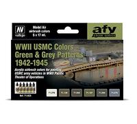 Acrylicos Vallejo 071623 - Set di colori WWII USMC, verde e grigio mimetico